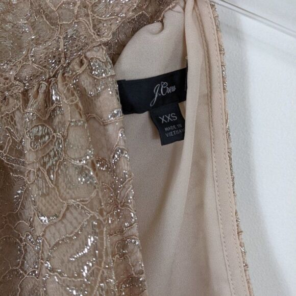 J. Crew Lace Metallic Beige Halter Top XXS - Picture 4 of 8